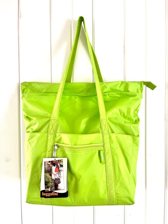 Baggallini Handbags - Baggallini (3) Packable Neon Lime Green Tote, Cosmetic Bag & Jewelry Bag, NWT